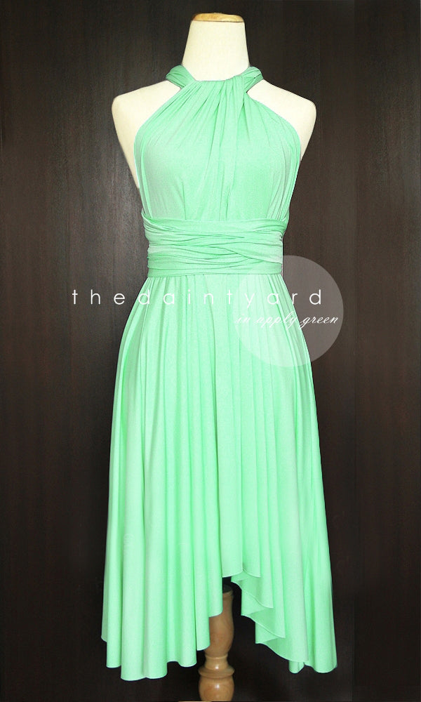 TDY Apple Green Short Infinity Bridesmaid Dress – Thedaintyard