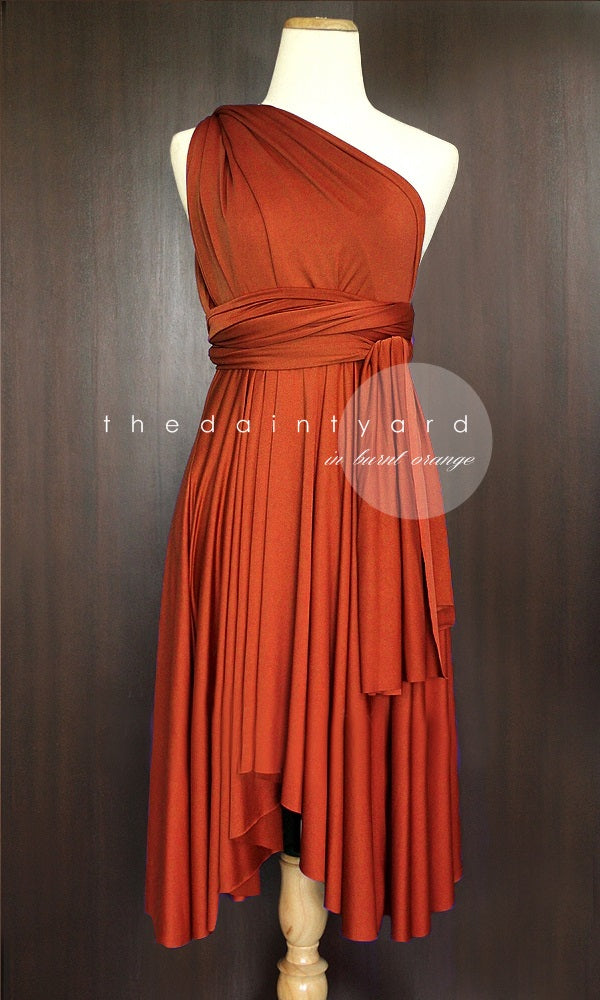 TDY Burnt Orange Short Infinity Bridesmaid Dress Thedaintyard TDY Burnt Orange Short Infinity Bridesmaid Dress Thedaintyard