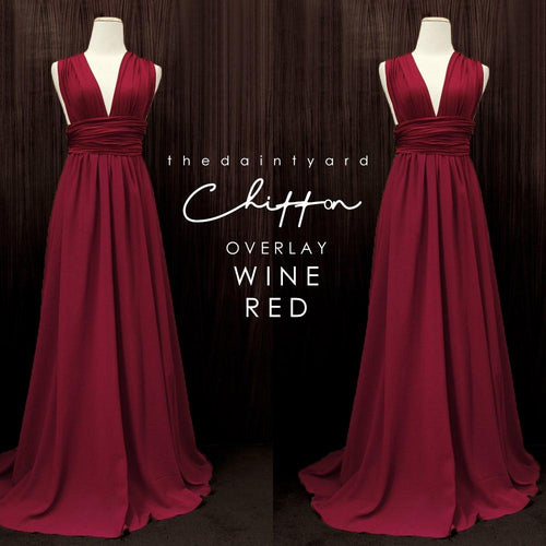 TDY Chiffon Overlay Skirt in Wine
