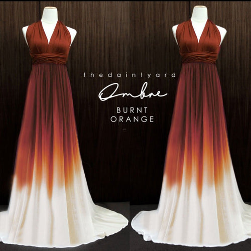 TDY Ombre Chiffon Overlay Skirt in Burnt Orange