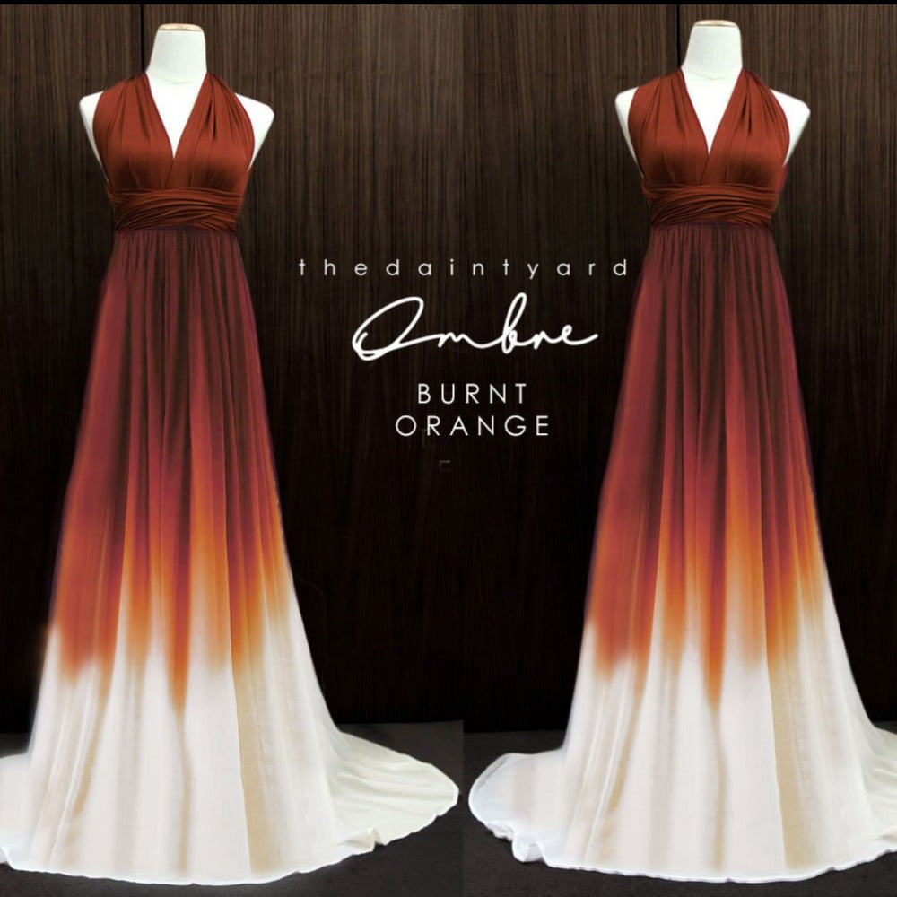 TDY Ombre Chiffon Overlay Skirt in Burnt Orange