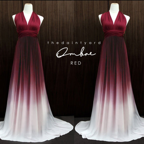 TDY Ombre Chiffon Overlay Skirt in Red
