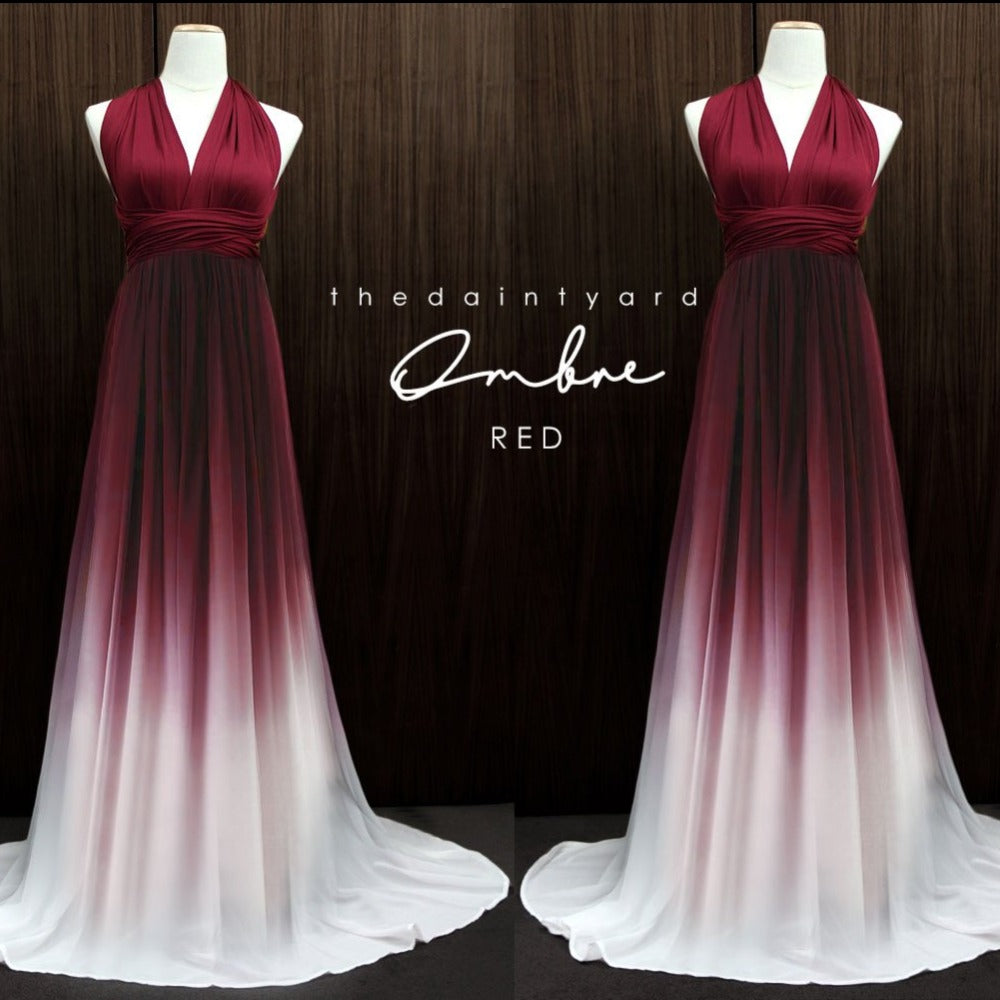 TDY Ombre Chiffon Overlay Skirt in Red
