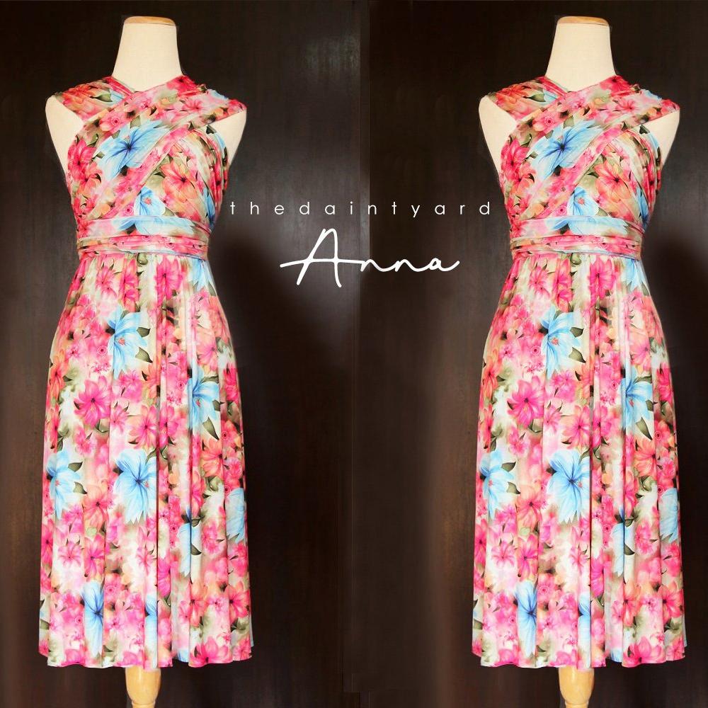 blue dress for baby girl TDY Anna Floral Short Infinity Bridesmaid Dress – Thedaintyard