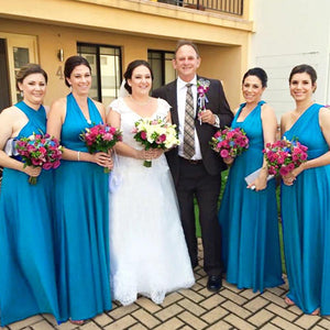 cerulean blue bridesmaid dress BABARONI BABARONI Chiffon White Bridesmaid Dresses Sweetheart Floor-length Spaghetti Straps with Slit Pleated A-line, White / US0