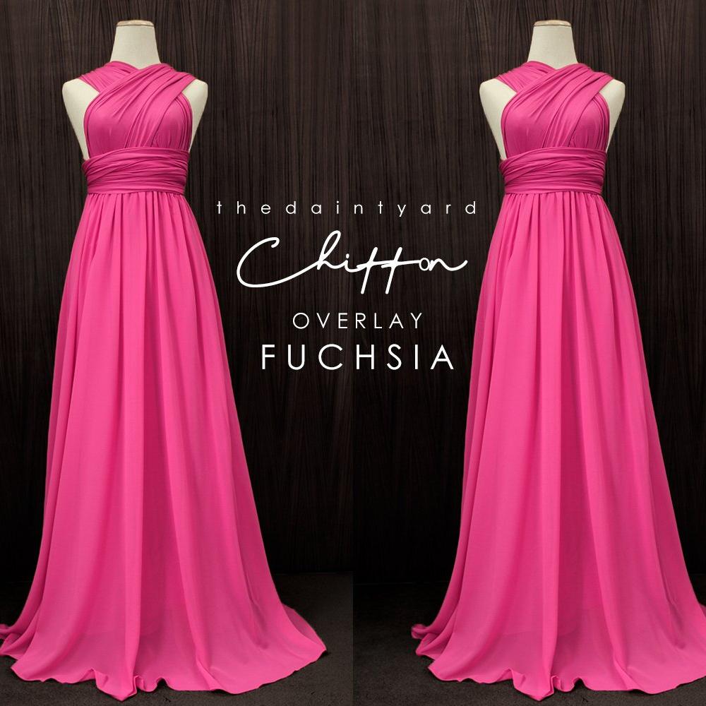 TDY Chiffon Overlay Skirt in Fuchsia
