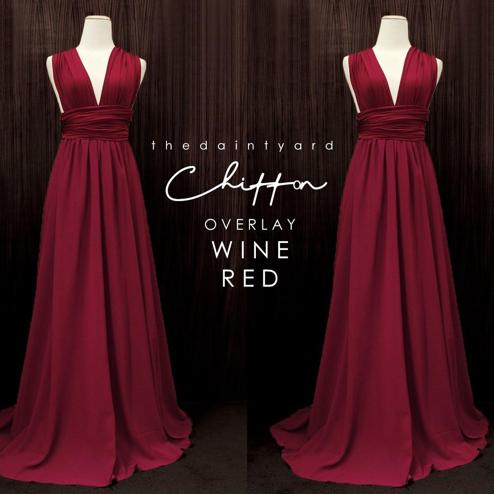 TDY Chiffon Overlay Skirt in Wine