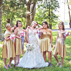 Gold bridesmaid short dresses top