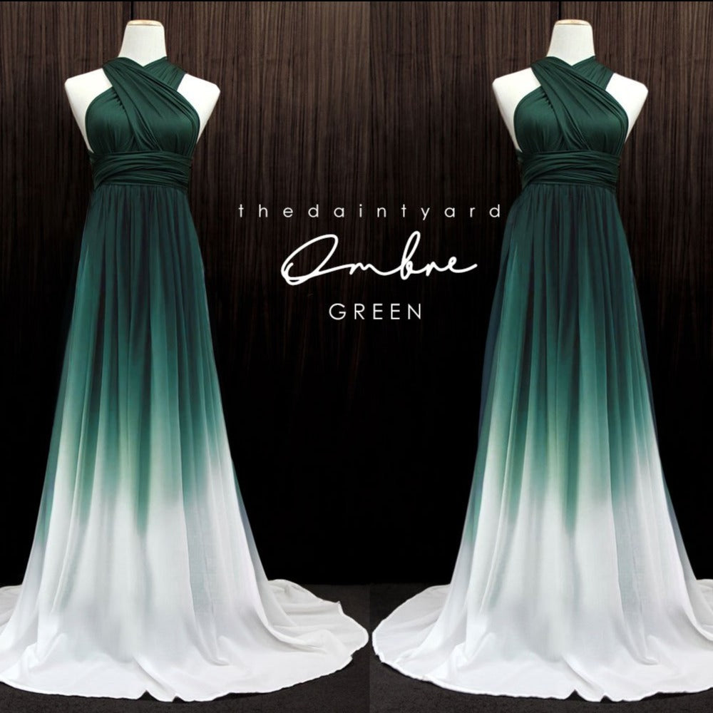 TDY Ombre Chiffon Overlay Skirt in Green