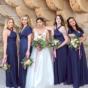 navy infinity bridesmaid dress June Bridals Navy Blue Bridesmaid Infinity Floor Length Wrap With Chiffon Convertible Dress