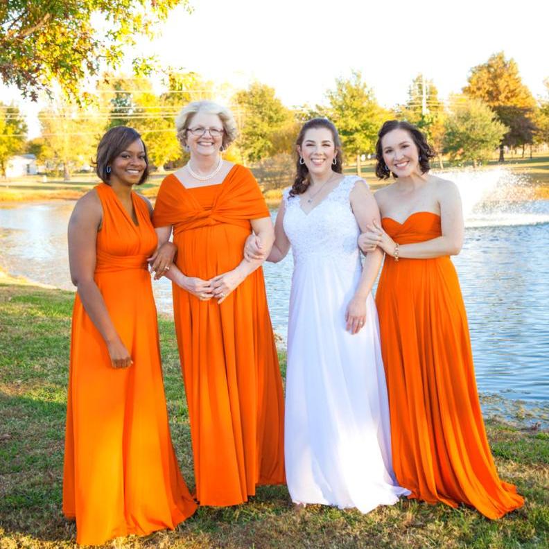 orange infinity dress Simple One Shoulder A-line Burnt Orange Long Custom Bridesmaid Dresses , BN1286