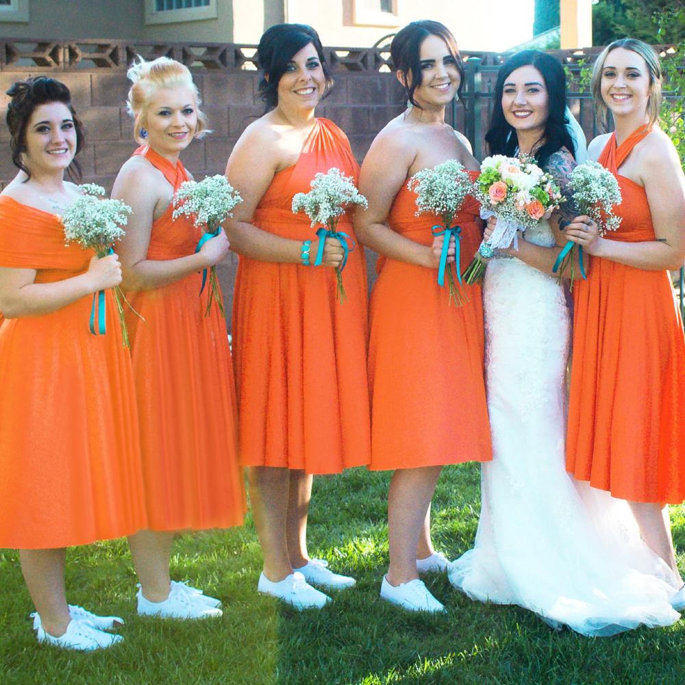 orange bridesmaid dresses short Burnt Orange Half Sleeves V-neck Charming Knee Length Short Bridesmaid Dresses, CB0269 US14 / As Pic