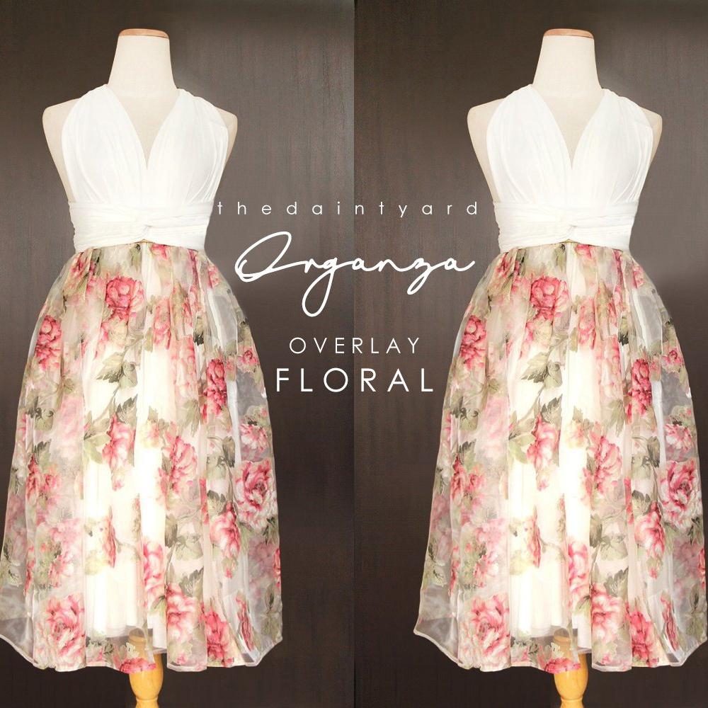 TDY Floral Organza Overlay Skirt