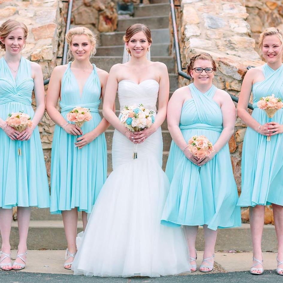 Aqua Blue Short Bridesmaid Dresses
