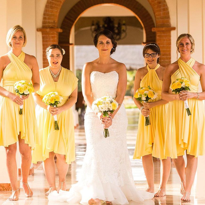 TDY Yellow Short Infinity Bridesmaid Dress Thedaintyard TDY Yellow Short Infinity Bridesmaid Dress Thedaintyard
